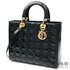 Dior Lady Classic Handbag Black Mirror Calfskin Cannage Stitching Shoulder Bag